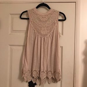 Sandy Beige Crotchet Embellished Top